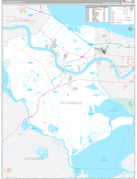 St. Charles Parish (County), LA Wall Map